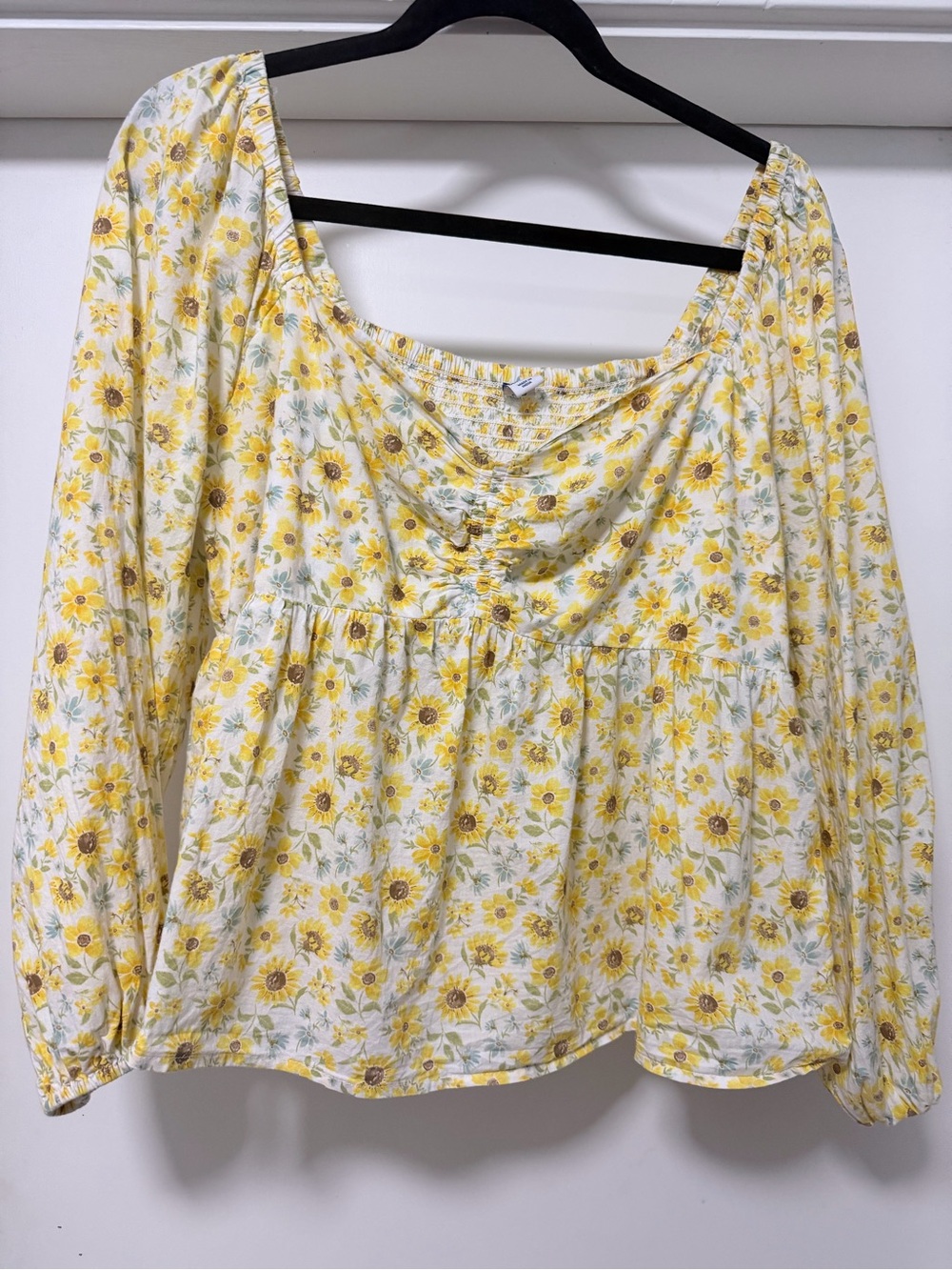 Old Navy Yellow Floral Peasant Blouse